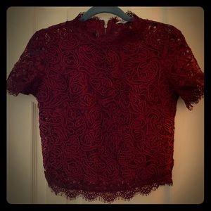 Burgundy Lace Crop Top